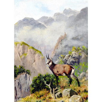 РЕПРОДУКЦИИ НА КАРТИНИ Дива коза във високите планини (1890)